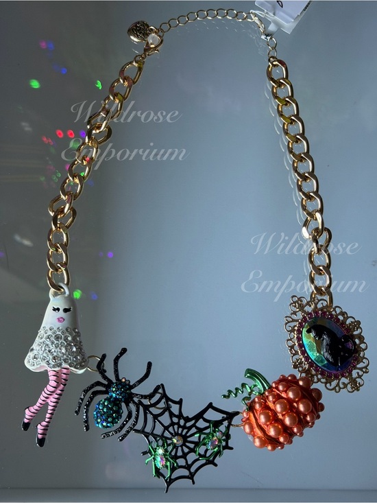 Betsey Johnson Jewelry - Betsey Johnson Halloween Collar Statement Necklace ghost girl Spider Cat Snake